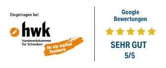 Eingetragen bei hwk | Google Bewertungen SEHR GUT 5/5